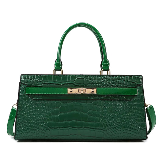 Emerald Green Croc-Style Handbag – bold, classy & timeless.
